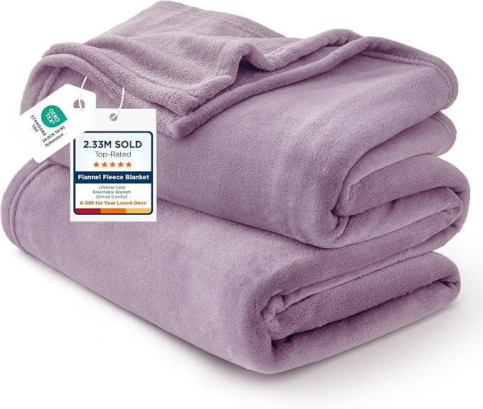 Bedsure GentleSoft Fleece Blankets Twin Size Fog Purple by BEDSURE