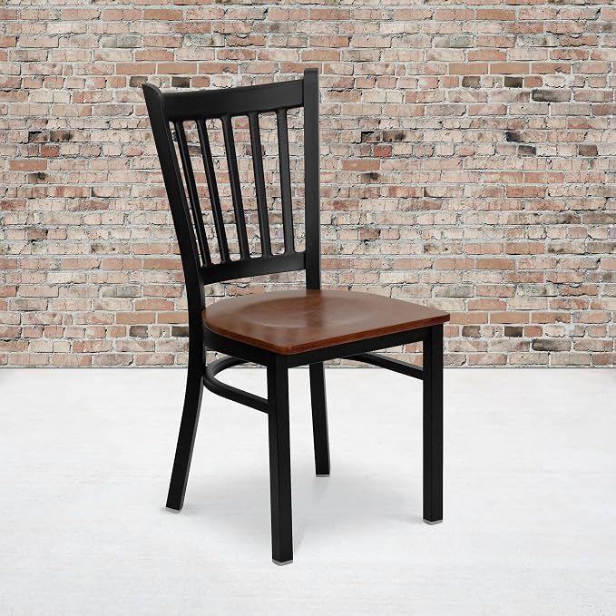 Flash Furniture HERCULES Series Black Vertical Back Metal Restaurant Chair - Image 2