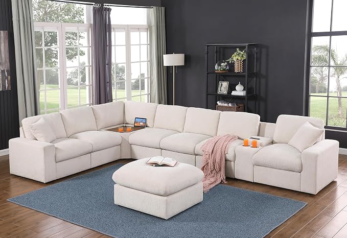 Ball & Cast 157" Oversized Modular Sectional Sofa L-Shaped, Large Chenille by BallCast