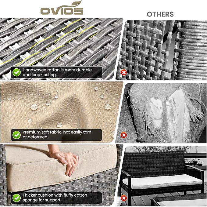 ovios 2-Piece Patio Furniture Set, Outdoor Wicker Sofa - Image 8
