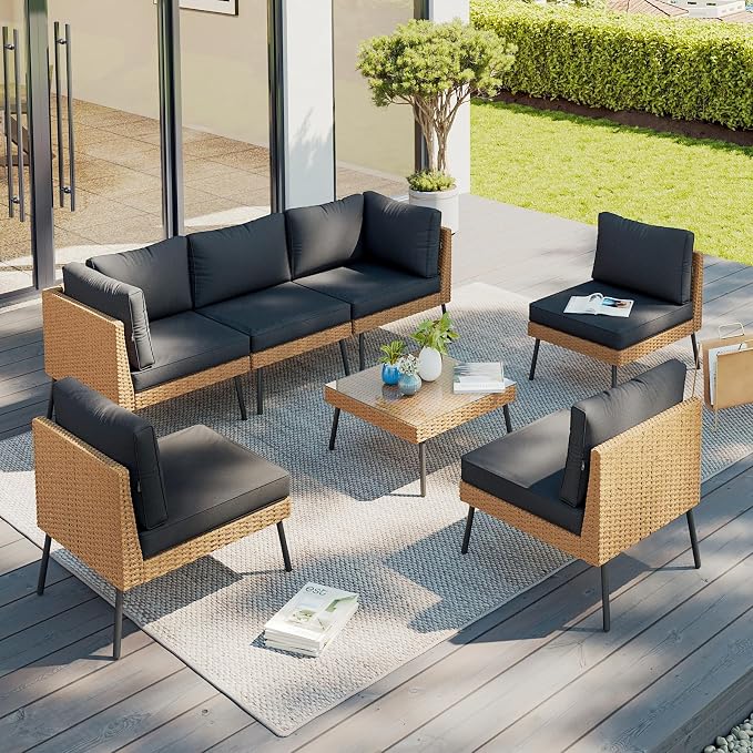Aoxun Patio Furniture Set, 7 Piece Outdoor Sectional Sofas by Aoxun