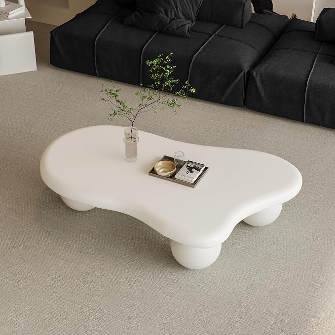 47.2” Cloud Coffee Table with 3 Ball Legs, Modern Irregular Center Table - Image 5