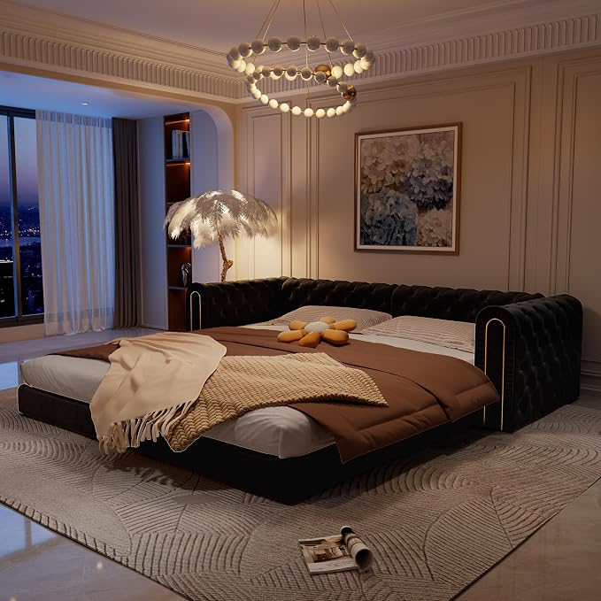 90.6'' Velvet Folding Floor Sofa Bed - Image 9