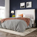 Allewie Queen Size Velvet Bed Frame/Vertical Channel Tufted Wingback by Allewie