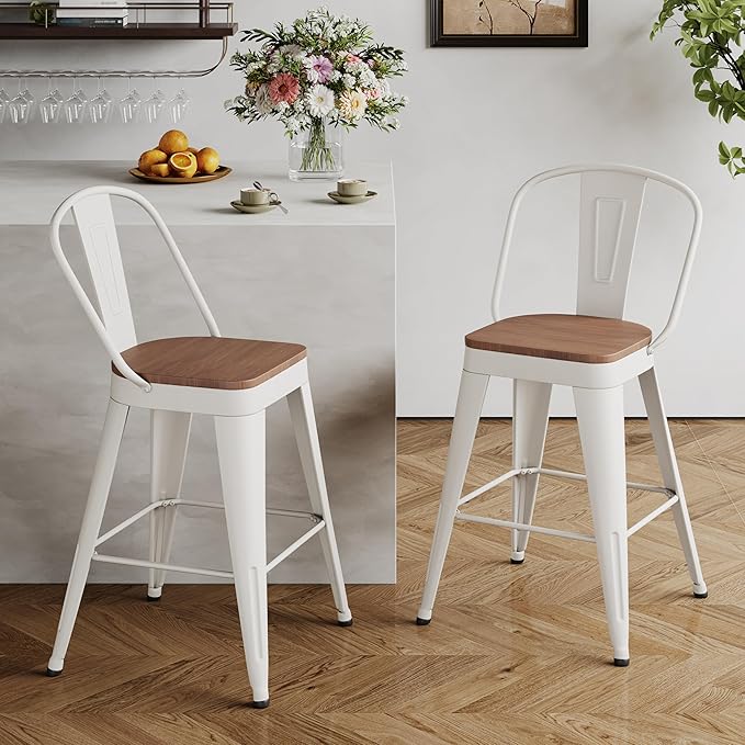 Andeworld Metal Bar Stools Set of 2, 24 inch Counter Height Barstools by Andeworld