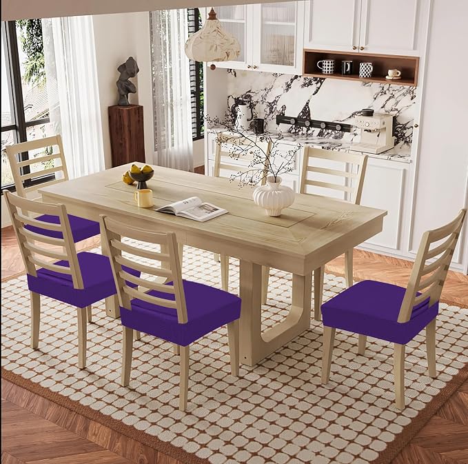 Smiry Waterproof Seat Covers for Dining Room Chairs Set of 4, Stretch Jacquard - Image 8