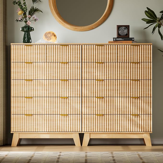 BORNOON 46" Tall Dresser for Bedroom, 6-Drawer Fluted Chest of Drawers - Image 7