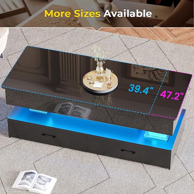 SEDETA 47.2" Lift Top Coffee Table, Coffee Tables - Image 7