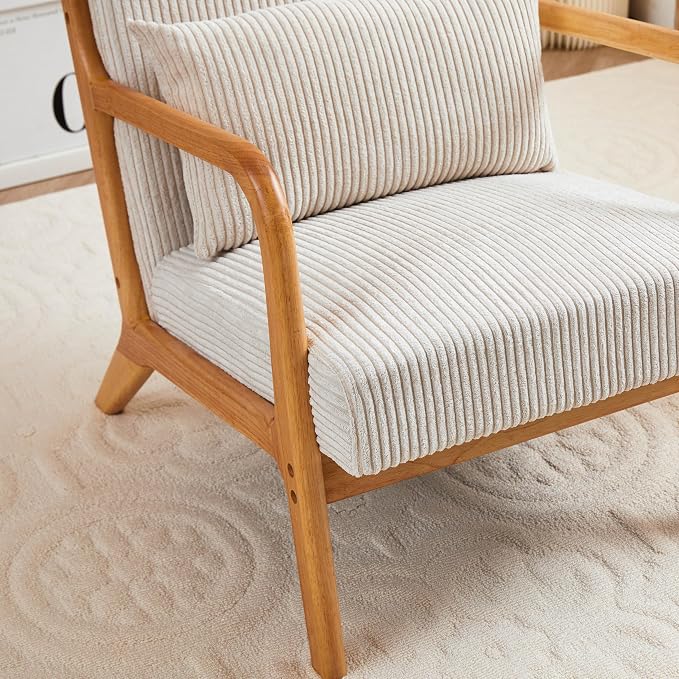 Mid Century Modern Accent Chair, Solid Wood Comfy Living Room Chair - Image 8