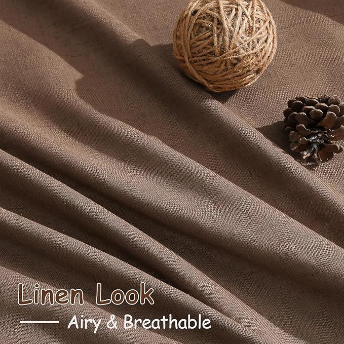 Nanspring Caramel Brown Linen Curtains - Image 4
