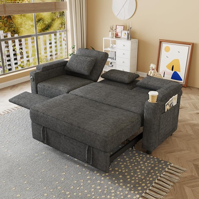 Sectional Sleeper Sofa with Pull Out Couch and Reclining Chair, Modern 3-in-1 - Image 6