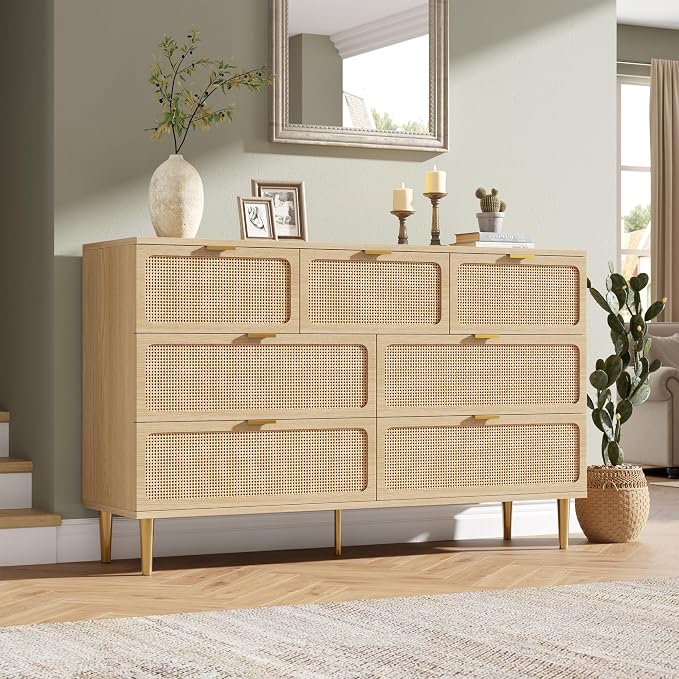 GarveeHome Rattan 7 Drawer Dressers - Image 3