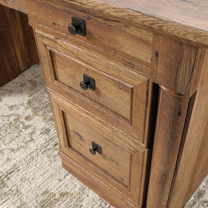 Sauder Palladia Executive Desk, 29.5"D x 65.1"W x 29.61"H, Vintage Oak finish - Image 9