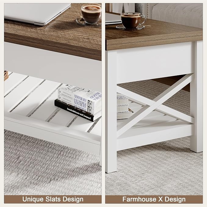 ChooChoo Farmhouse Lift Top Coffee Table, Converts to Dining Table - Image 5