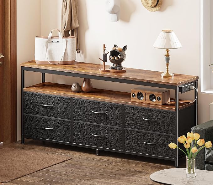 Huuger LED TV Stand for Bedroom, 55 Inch Fabric Dresser - Image 3