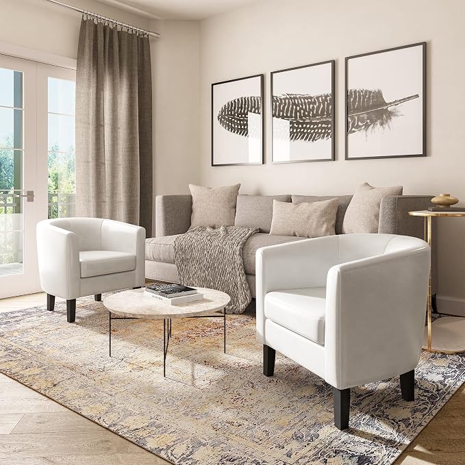 BELLEZE Accent Barrel Chair, Club Tub Sofa Corner Chair - Image 5