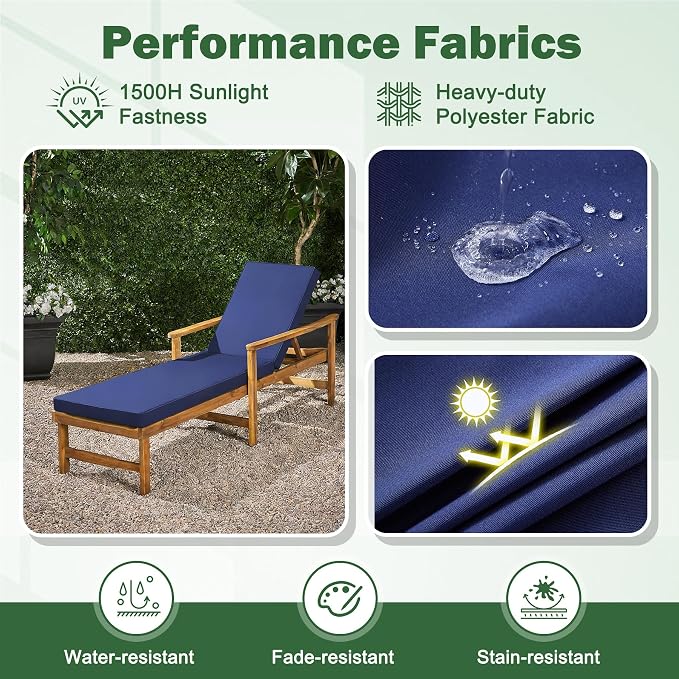 2 Pcs Chaise Lounge Cushions Outdoor, Outdoor Chaise Cushion - Image 5