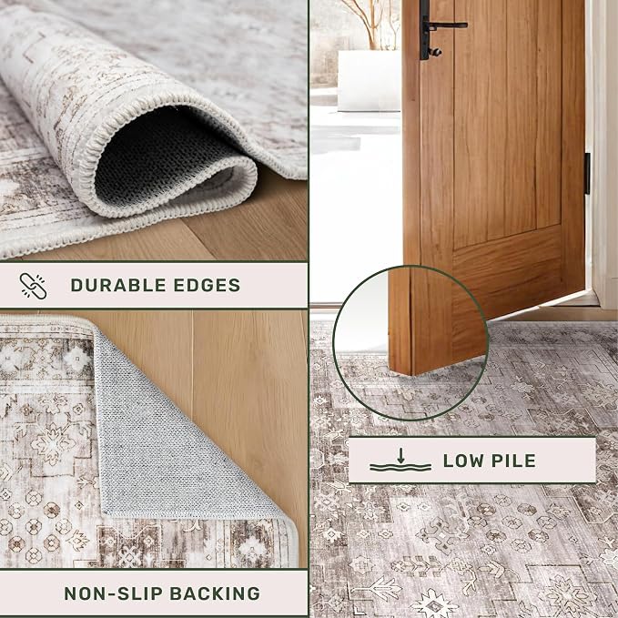 Hazo Haus Beige Washable 2'6"x8' Wide Hallway Runners, Kitchen Runner Rug - Image 5