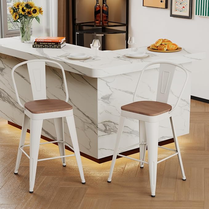 Andeworld Metal Bar Stools Set of 2, 24 inch Counter Height Barstools - Image 6