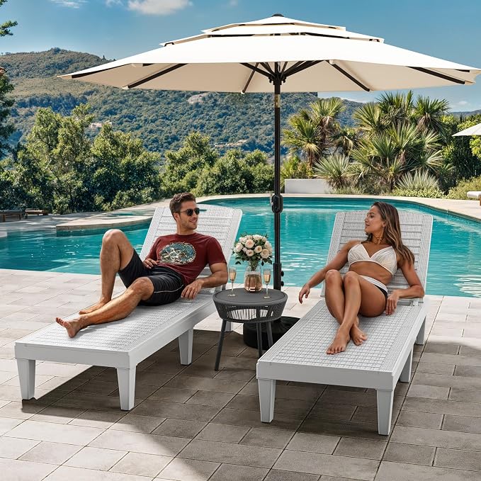 YITAHOME Outdoor Chaise Lounge Chair, Plastic Pool Chaise Lounge - Image 2