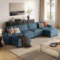 LINSY HOME 157" Modular U-Shaped Sectional Sofa, 4-Seat Corduroy Modern Cloud by LINSYHOME