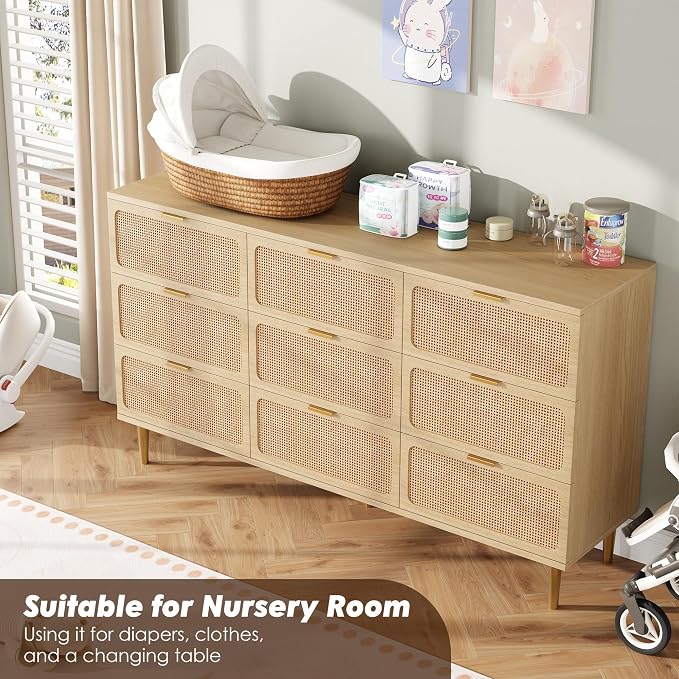 GarveeHome Rattan 9 Drawer Dressers - Image 5