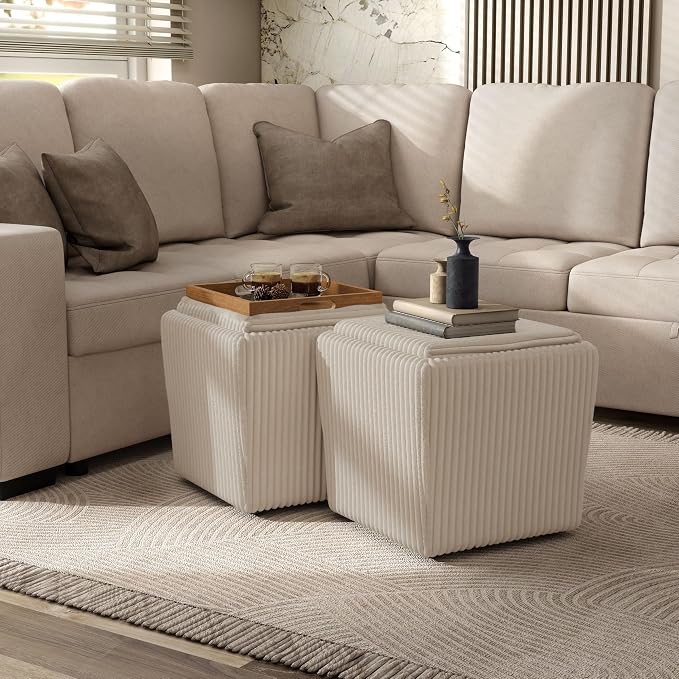 Furniture of America Lennox Modern Chenille 17-inch Square Storage Ottoman - Image 8