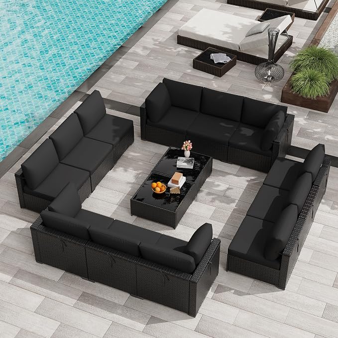 KIGOTY 14-Piece Patio Furniture Set, All-Weather PE Rattan Outdoor Sectional - Image 6