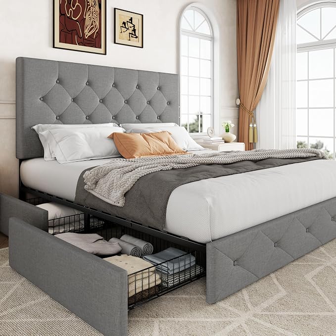 Allewie Upholstered Full Size Platform Bed Frame by Allewie