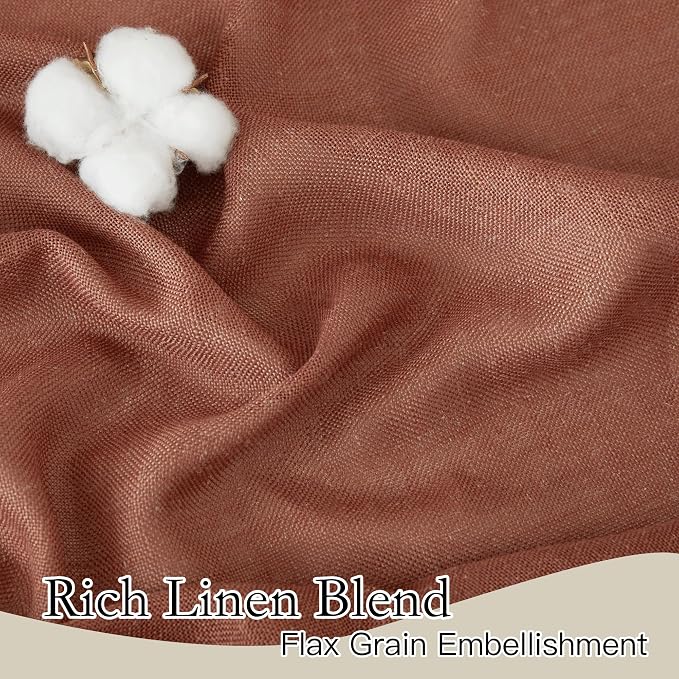 RYB HOME Terracotta Curtains Linen Blend Drapes, Semi Sheer Light Filtering - Image 3