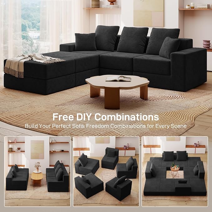 Living&Giving 101" U-Shaped Cloud Sectional Couch - Image 5