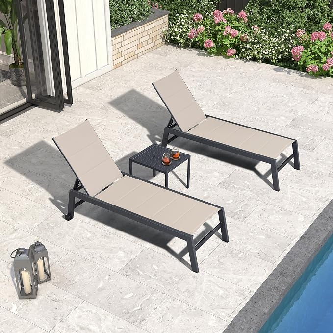 PURPLE LEAF Outdoor Patio Chaise Lounge Set of 2 Aluminum Lounge Chair - Image 9