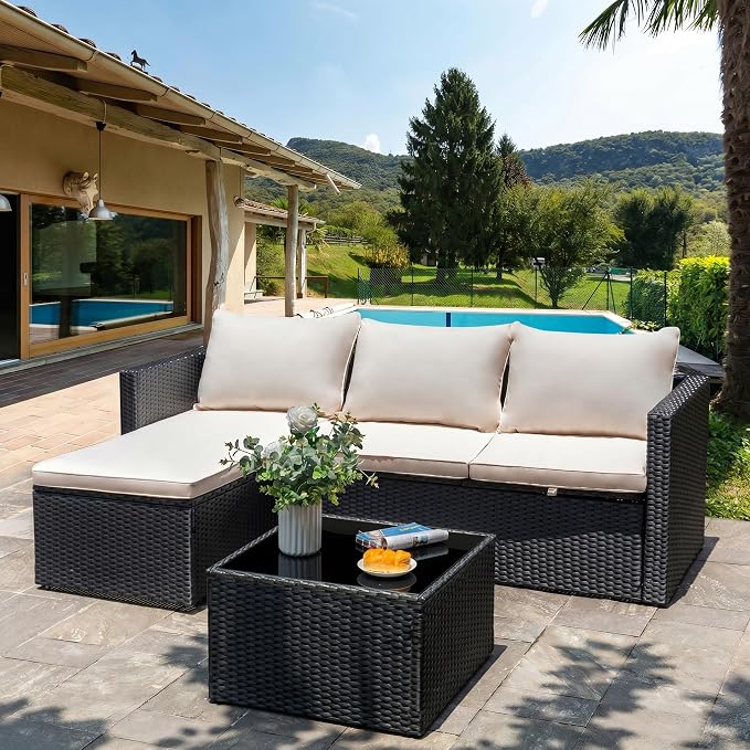 Shintenchi 4 Pieces Patio Furniture Sets, Outdoor Sofa Patio Sectional Sets All - Image 8