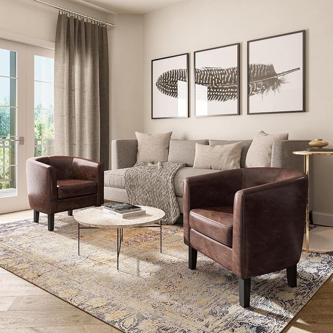 BELLEZE Accent Barrel Chair, Club Tub Sofa Corner Chair - Image 5