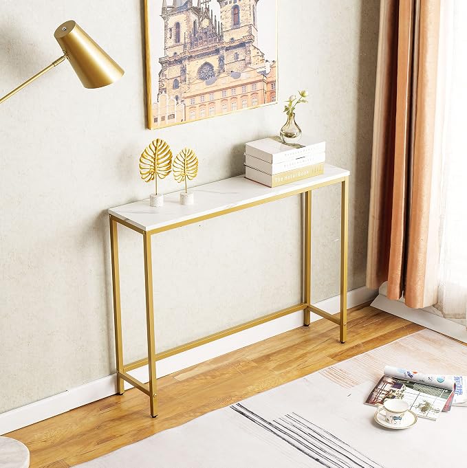 loglus Small Console Table for Entryway, Faux Marble MDF Sofa Table - Image 6