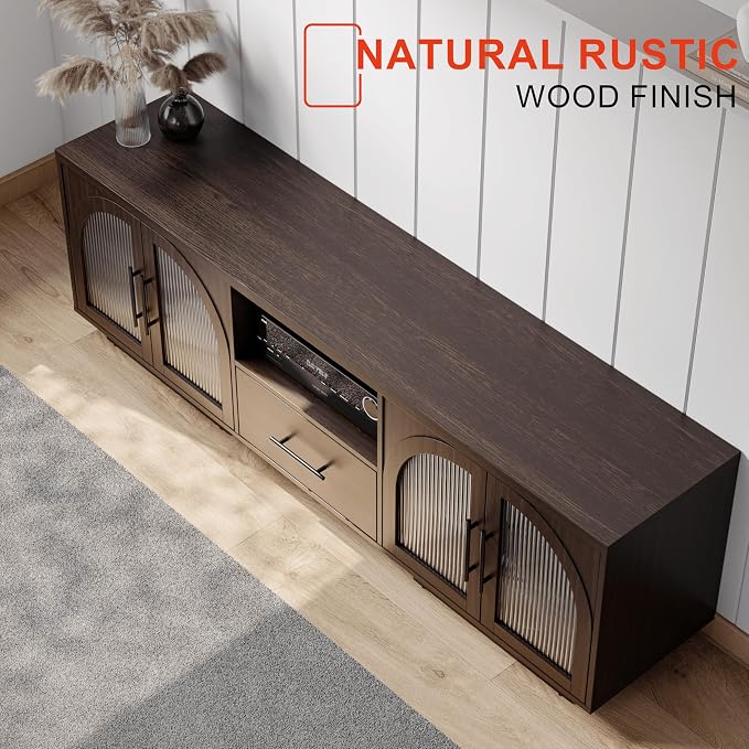 70" LED TV Stand with Storage for 75/80" TVs, Faux Marble Entertainment Center - Image 4