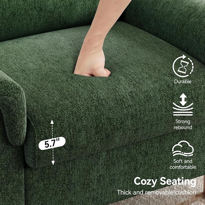Mid Century Modern Accent Chair, Chenille Comfy Living Room Arm Chairs - Image 5