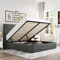 Allewie Full Size Lift Up Storage Bed, Modern Wingback Headboard, Hydraulic by Allewie