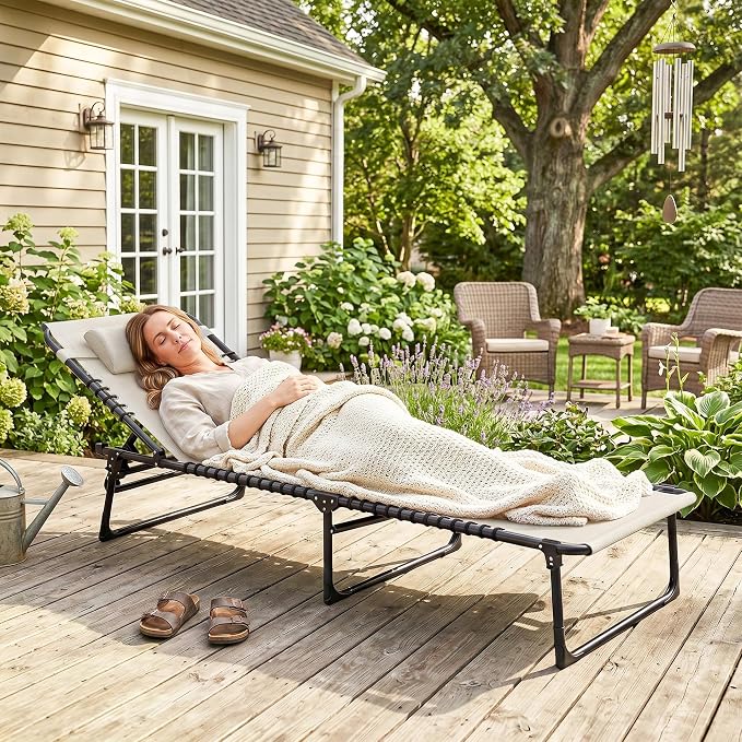 Outsunny Folding Chaise Lounge Chair, Patio Sun Tanning Chair, Outdoor Chaise - Image 9