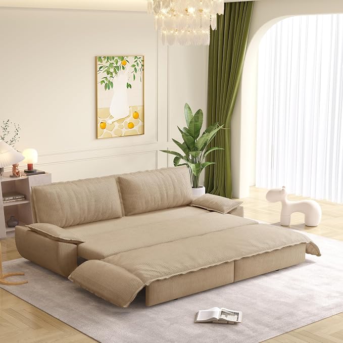 KEIKI 73.2" Luxury Queen Sleeper Sofa Bed, 3-in-1 Convertible Pull Out Couch by KEIKI