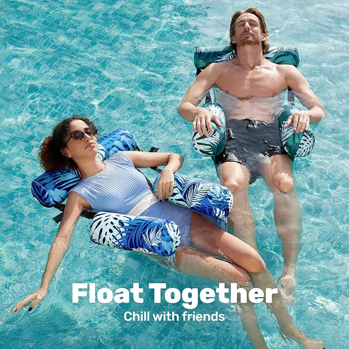 SLOOSH Inflatable Pool Floats Adult, 2 Packs Floating Lounge Chairs, Blow up - Image 3