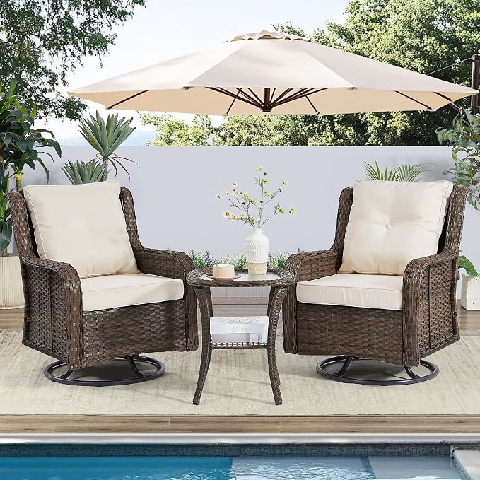 Wumiokio Patio Furniture Sets, 3 Pieces Wicker Outdoor Furniture - Image 2