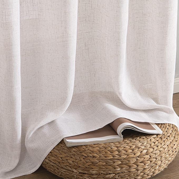MIULEE White Linen Curtains 90 Inch Long 2 Panels Set - Image 7