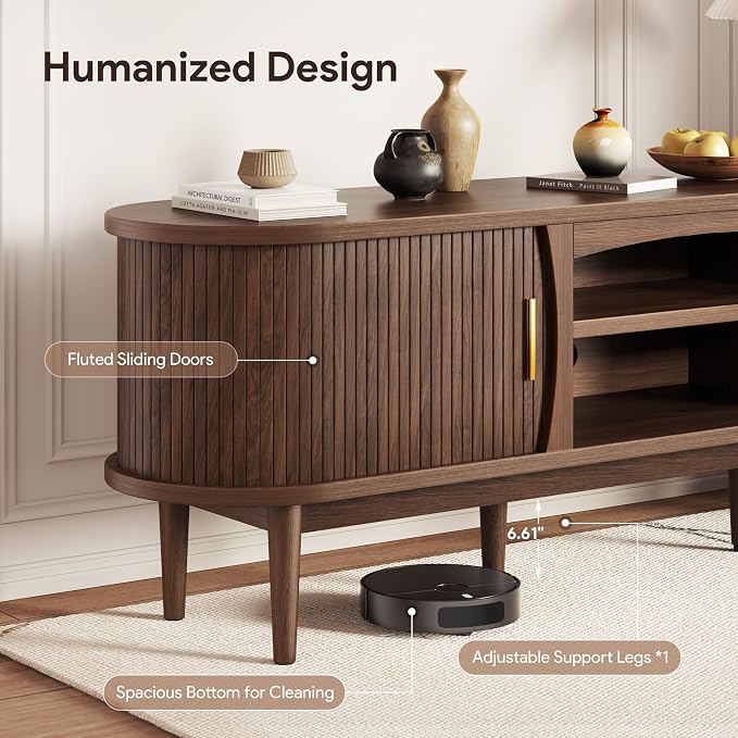 Decofy Mid Century TV Stand for TVs up to 80 Inches, Entertainment Center - Image 5