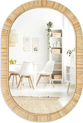 Barnyard Designs Oval Rattan Wall Mirror, Natural Tan Woven Rattan Frame by BarnyardDesigns