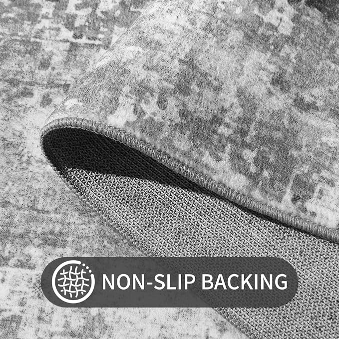 Ompaa 2x6 Rug Runners for Hallways Kitchen Runner Rug Non Slip Washable Grey - Image 5