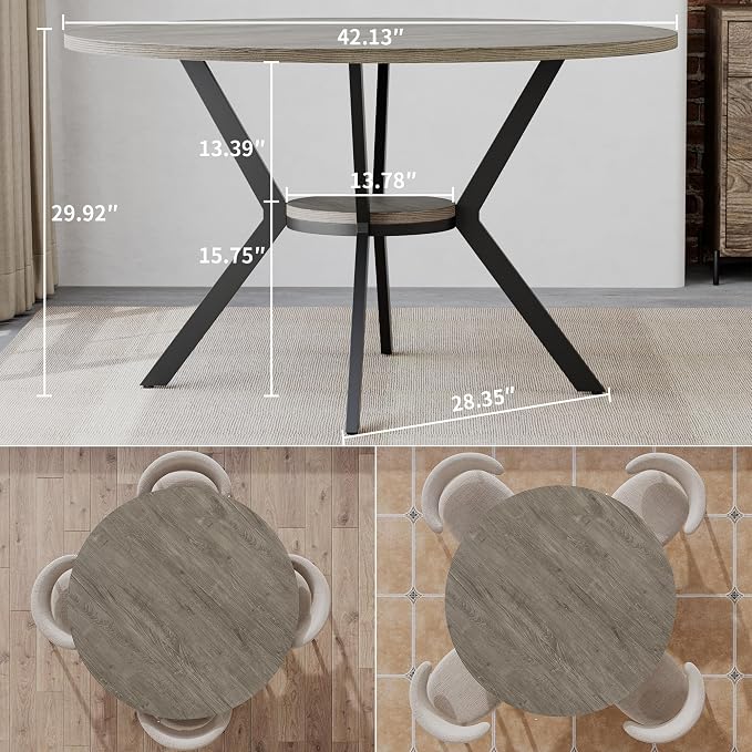 Round Dinner Table for 2-4, 42 Inch Kitchen & Dining Room Table - Image 2