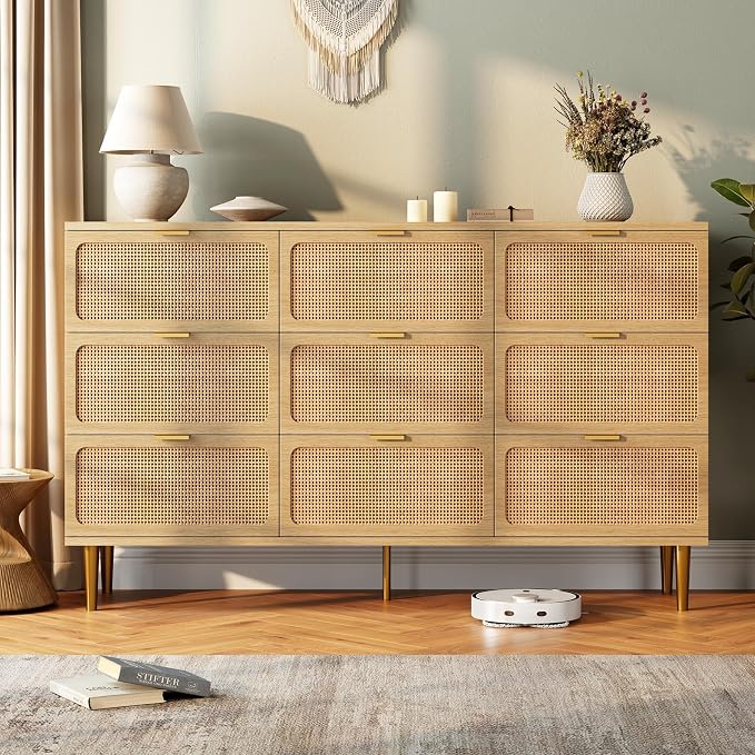 GarveeHome Rattan 9 Drawer Dressers - Image 3