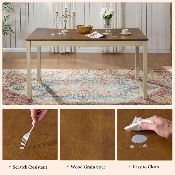AMERLIFE 7-Piece Farmhouse Solid Wood Dining Table Set - Image 4