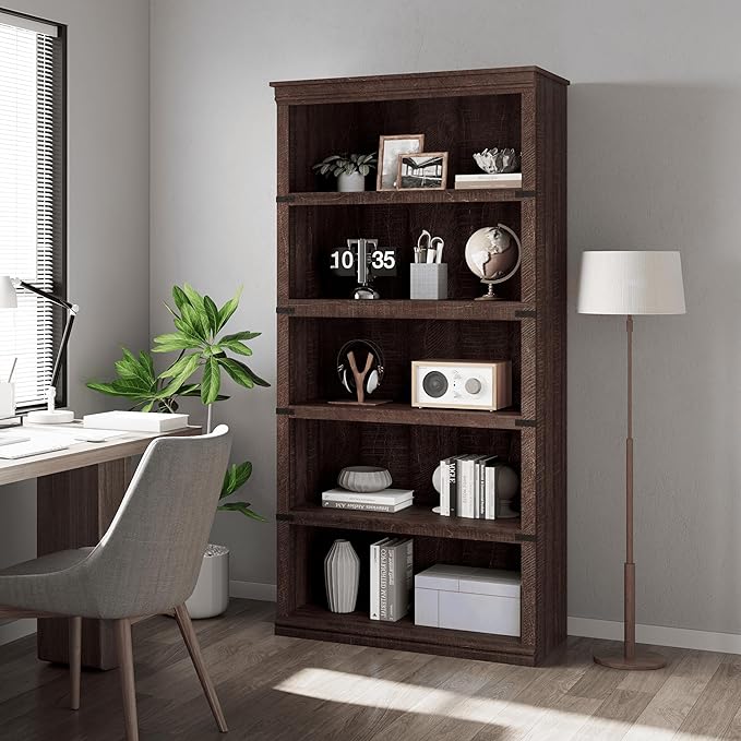 GarveeHome 5 Tier Farmhouse Bookcase, 67.4" Tall Book Shelf by GarveeHome